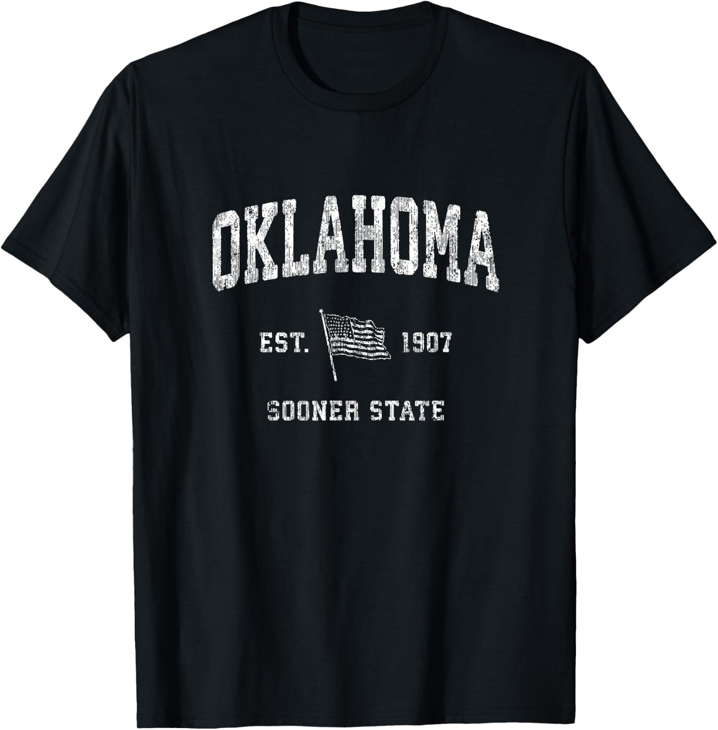 Oklahoma Vintage US Flag Sports Design T-Shirt - T-Shirt | Black