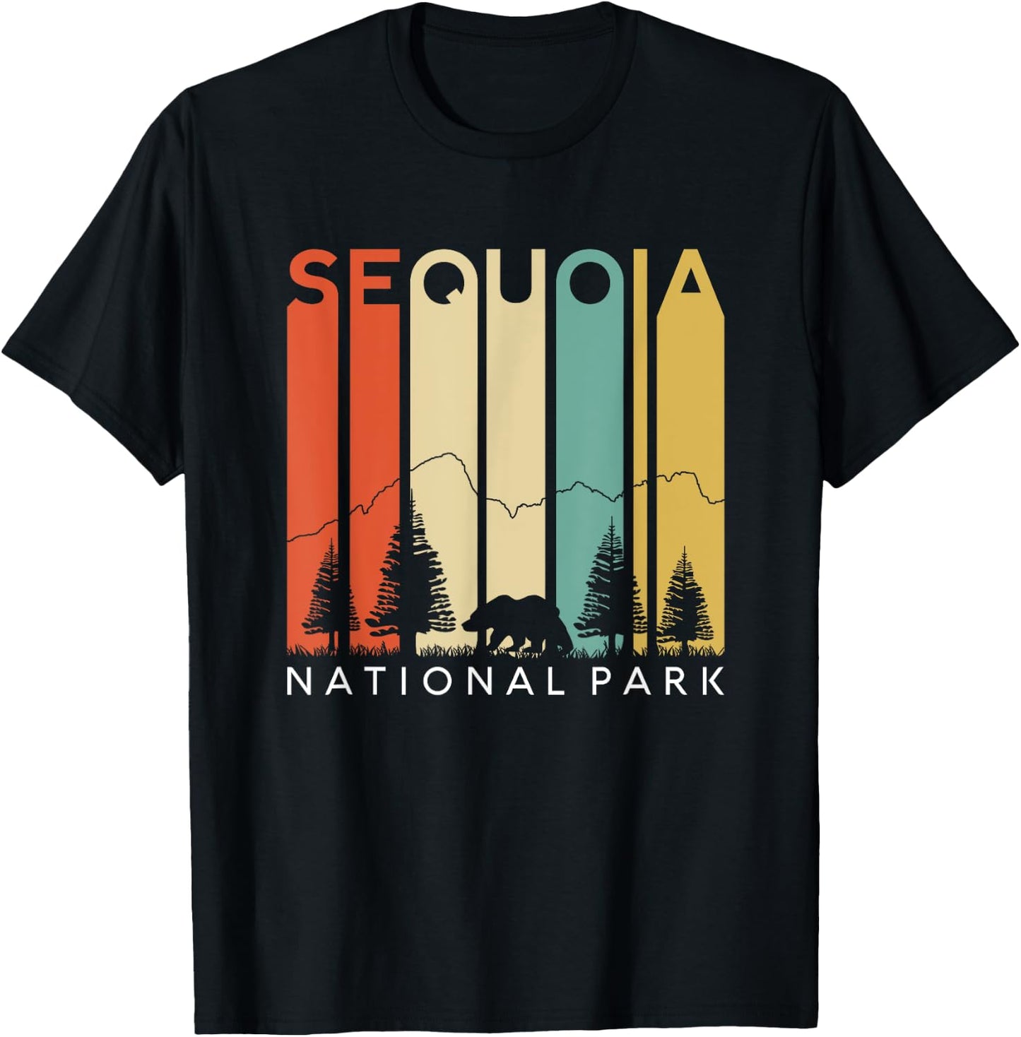 Sequoia National Forest Retro Camping California Kern River T-Shirt - T-Shirt | Black