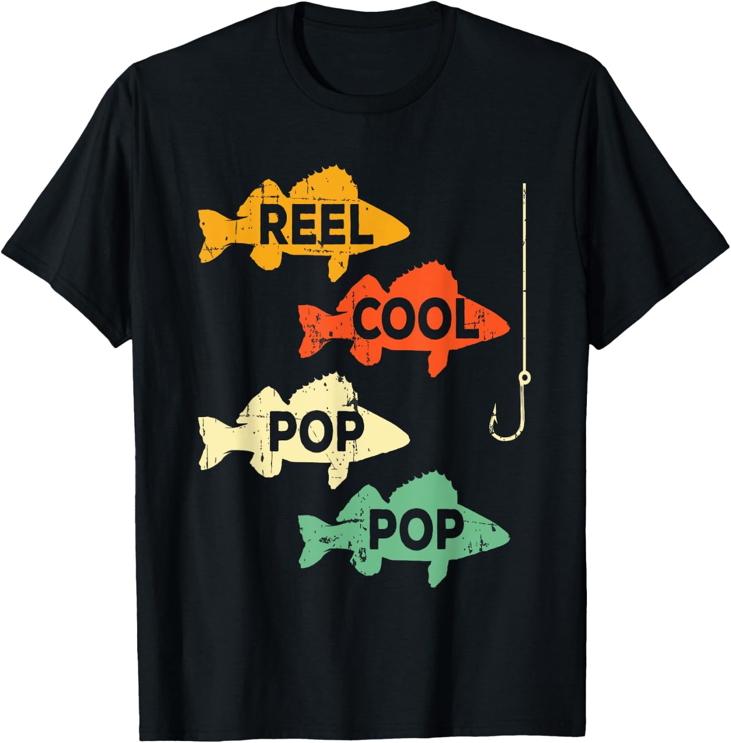 Reel Cool Pop Pop Fishing Pun Cool Poppop Walleye Fish Gift T-Shirt - T-Shirt | Black