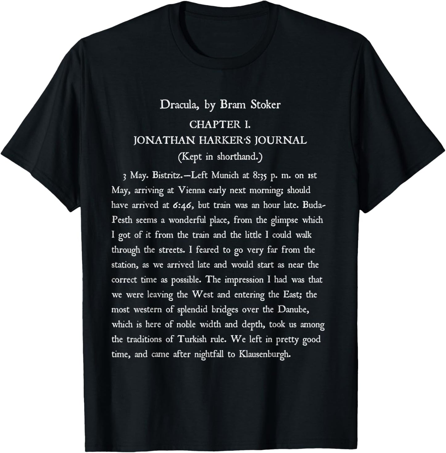Bram Stoker Dracula Book Reader Vintage Text Gift Shirt T-Shirt - T-Shirt | Black