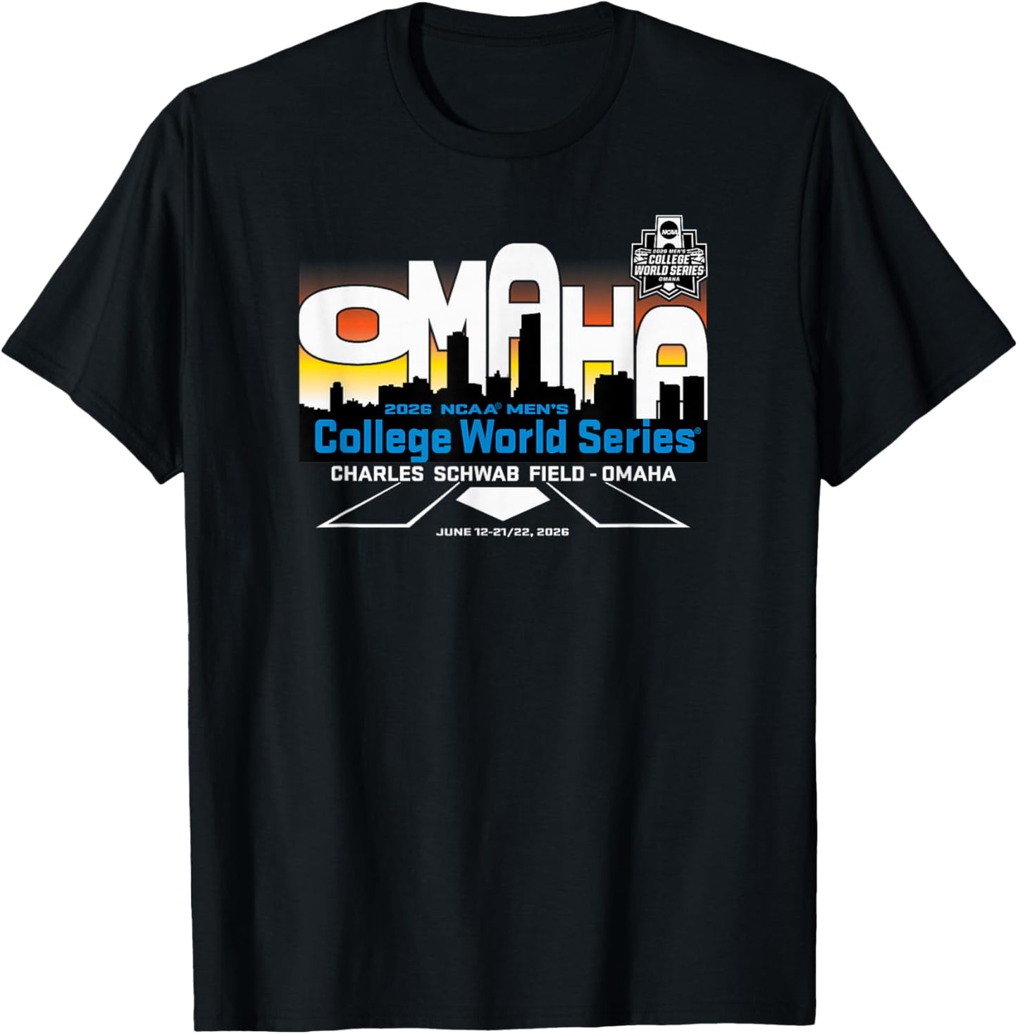 College World Series 2026 Omaha Officially Licensed T-Shirt - T-Shirt | Black