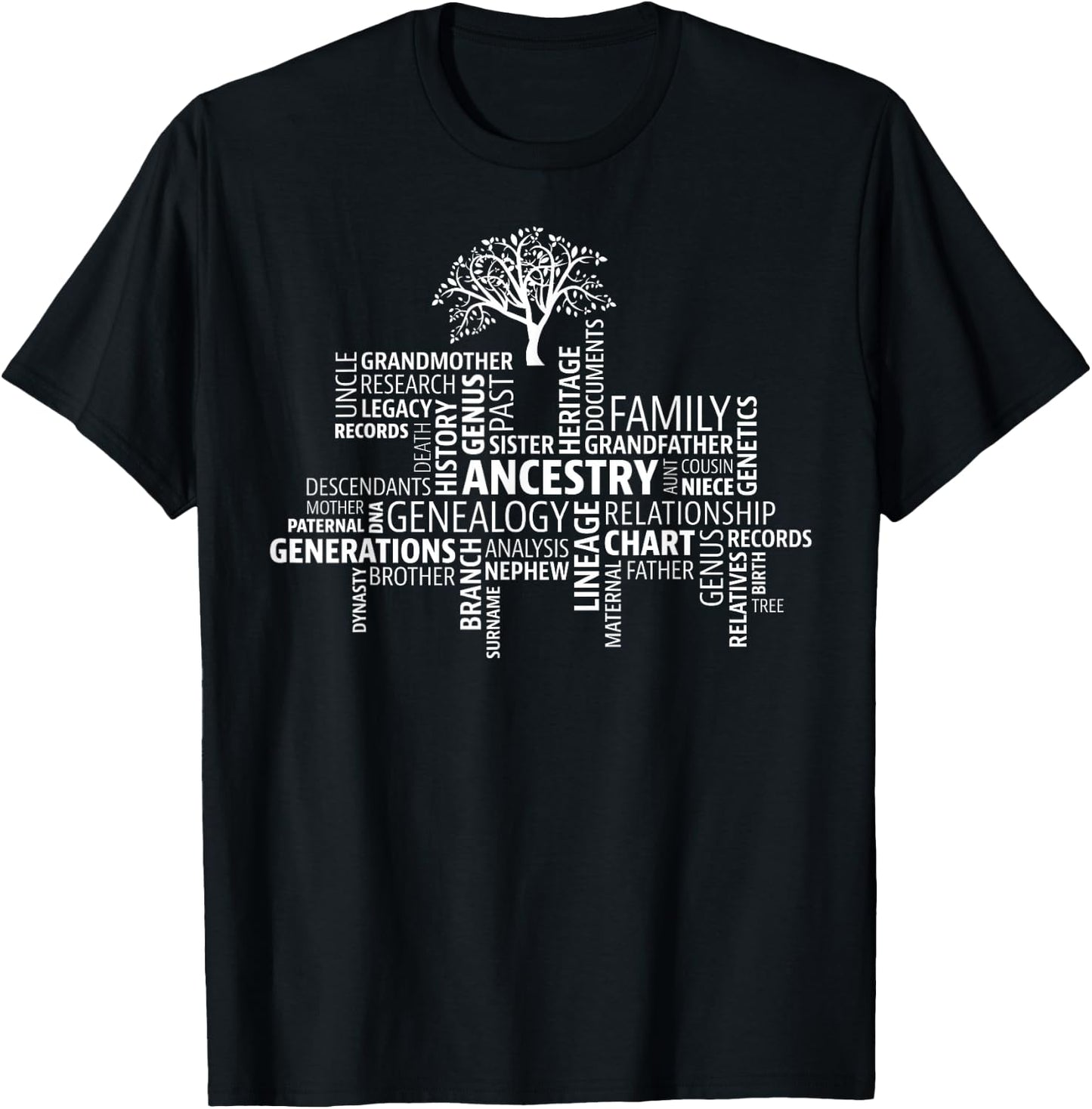 Genealogy, Ancestry, Word Cloud Research your family T-Shirt - T-Shirt | Black