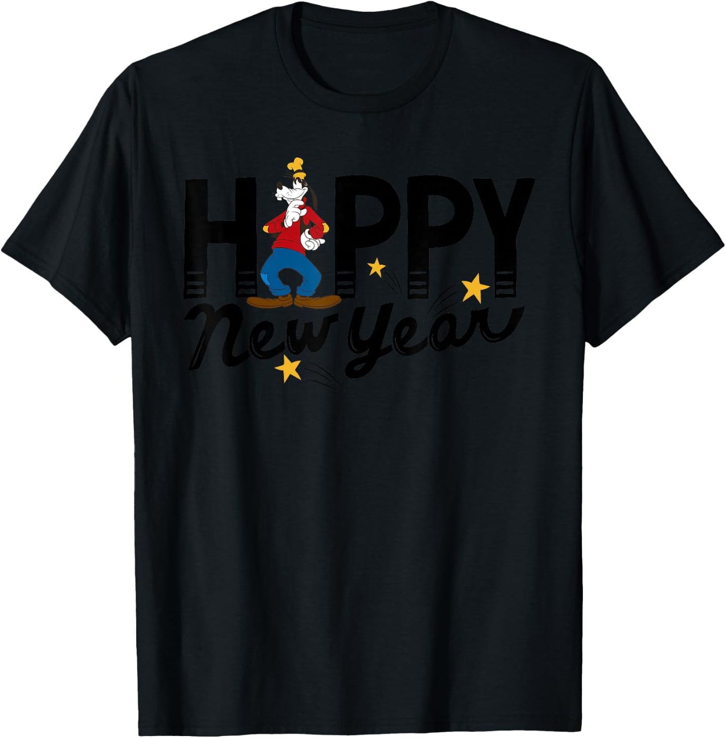 Disney Vintage Goofy Happy New Year T-Shirt - T-Shirt | Black