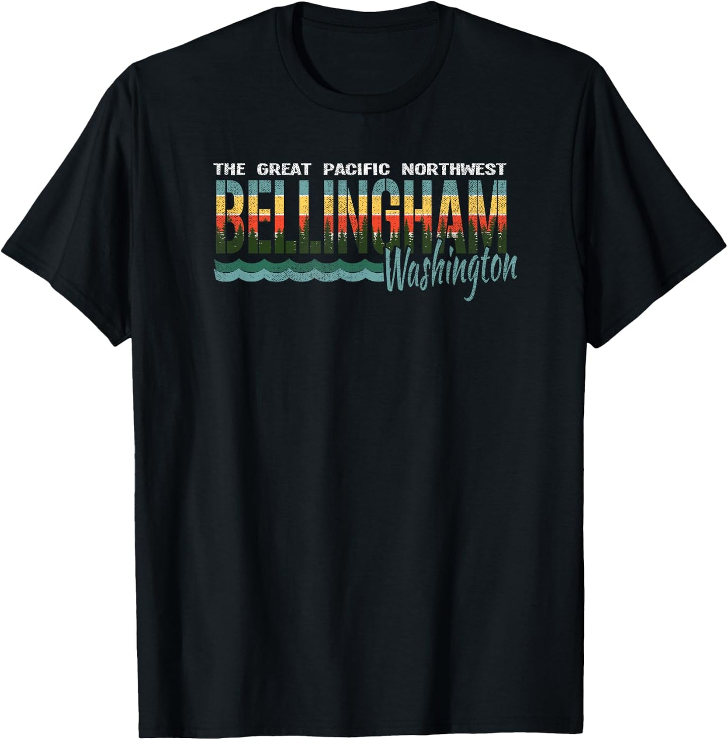Distressed Retro Bellingham WA Pacific Northwest Shirt PNW T-Shirt - T-Shirt | Black