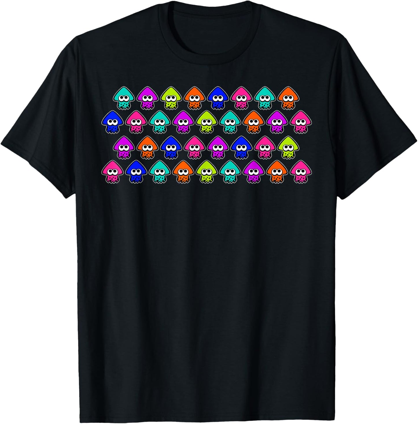 Nintendo Splatoon Rainbow Inklings Squid Row Graphic T-Shirt - T-Shirt | Black