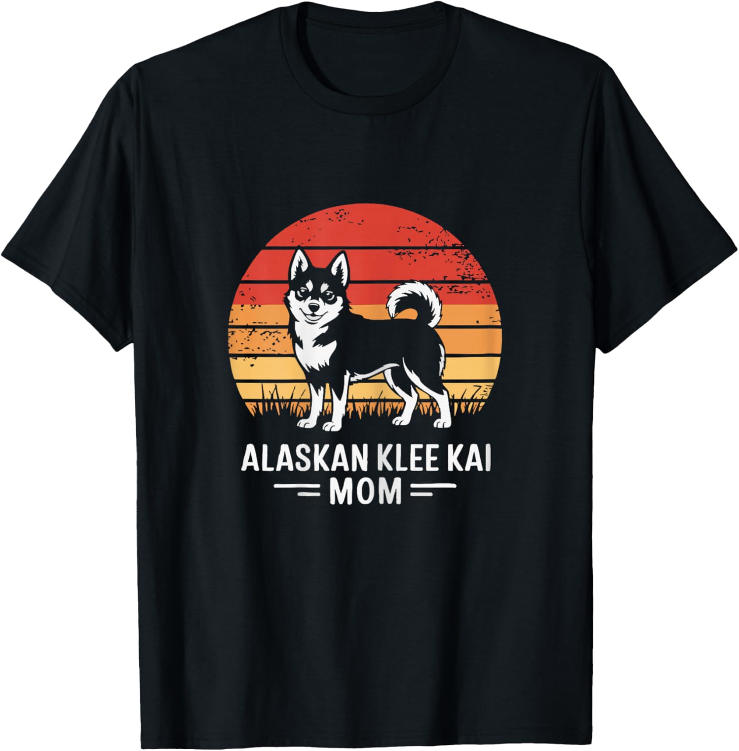 Retro Sunset Alaskan Klee Kai Dog Mom T-Shirt - T-Shirt | Black