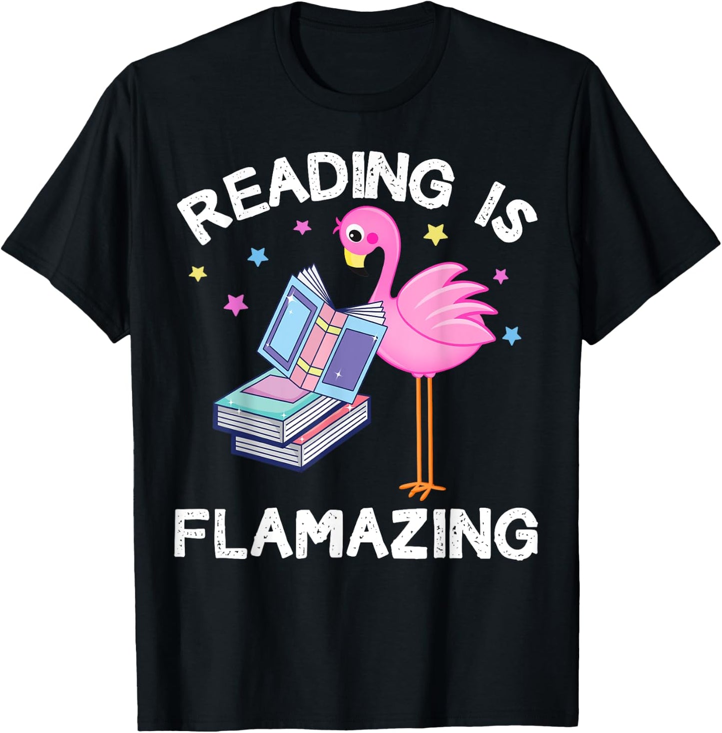 Reading is Flamazing Funny Flamingo Book Lover Reader Gift T-Shirt - T-Shirt | Black
