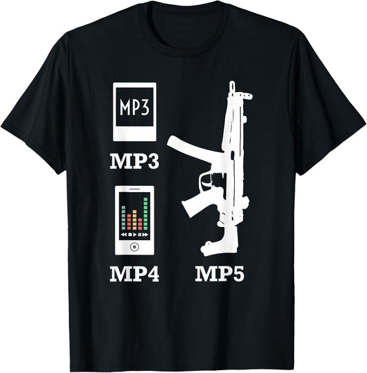 MP3 MP4 MP5 Vintage 2nd Amendment American Music T Shirt T-Shirt - T-Shirt | Black