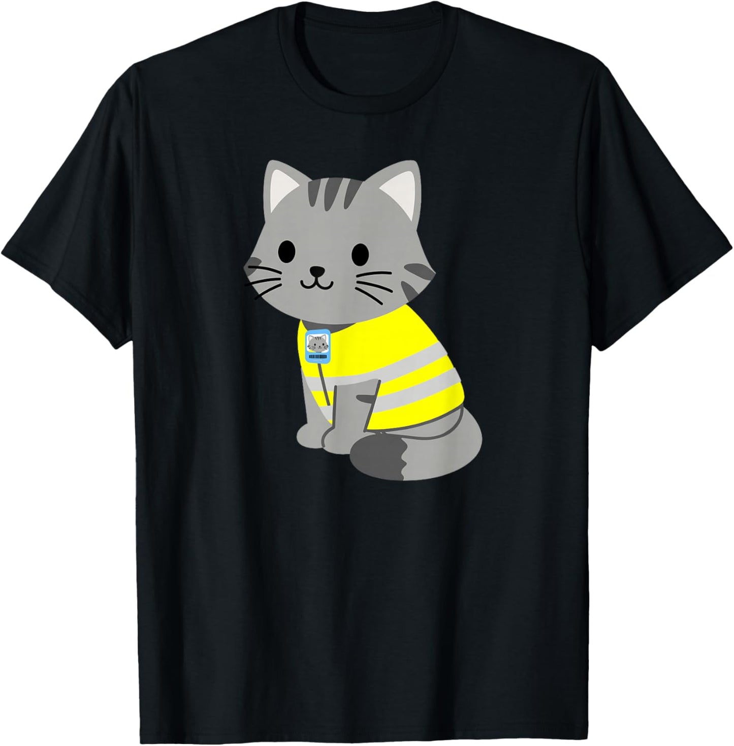 Coworker Swagazon Associate Kitten Wearing Safety Vest T-Shirt - T-Shirt | Black