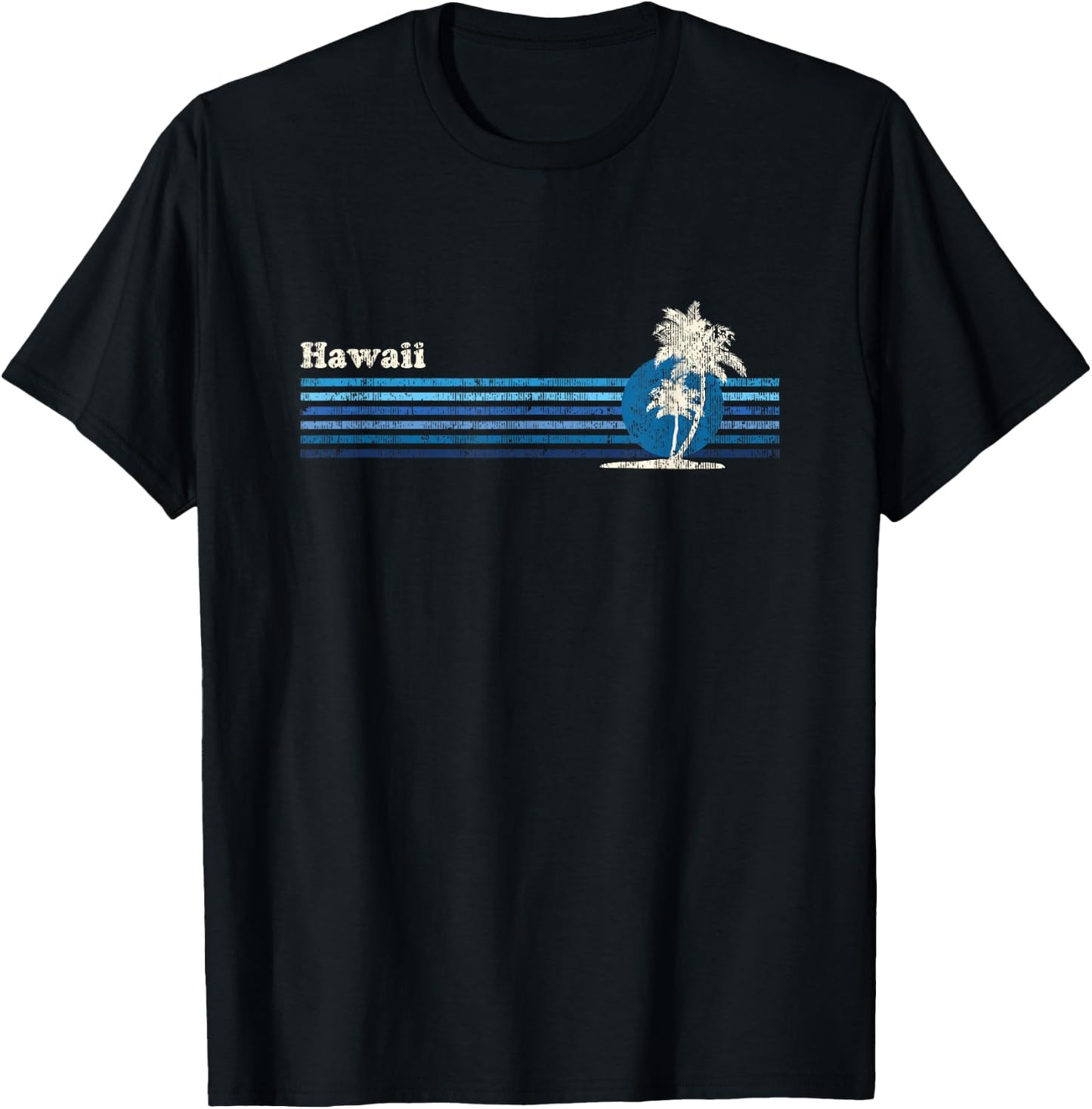 Hawaiian Vintage 80s Palm Trees Sunset T-Shirt - T-Shirt | Black