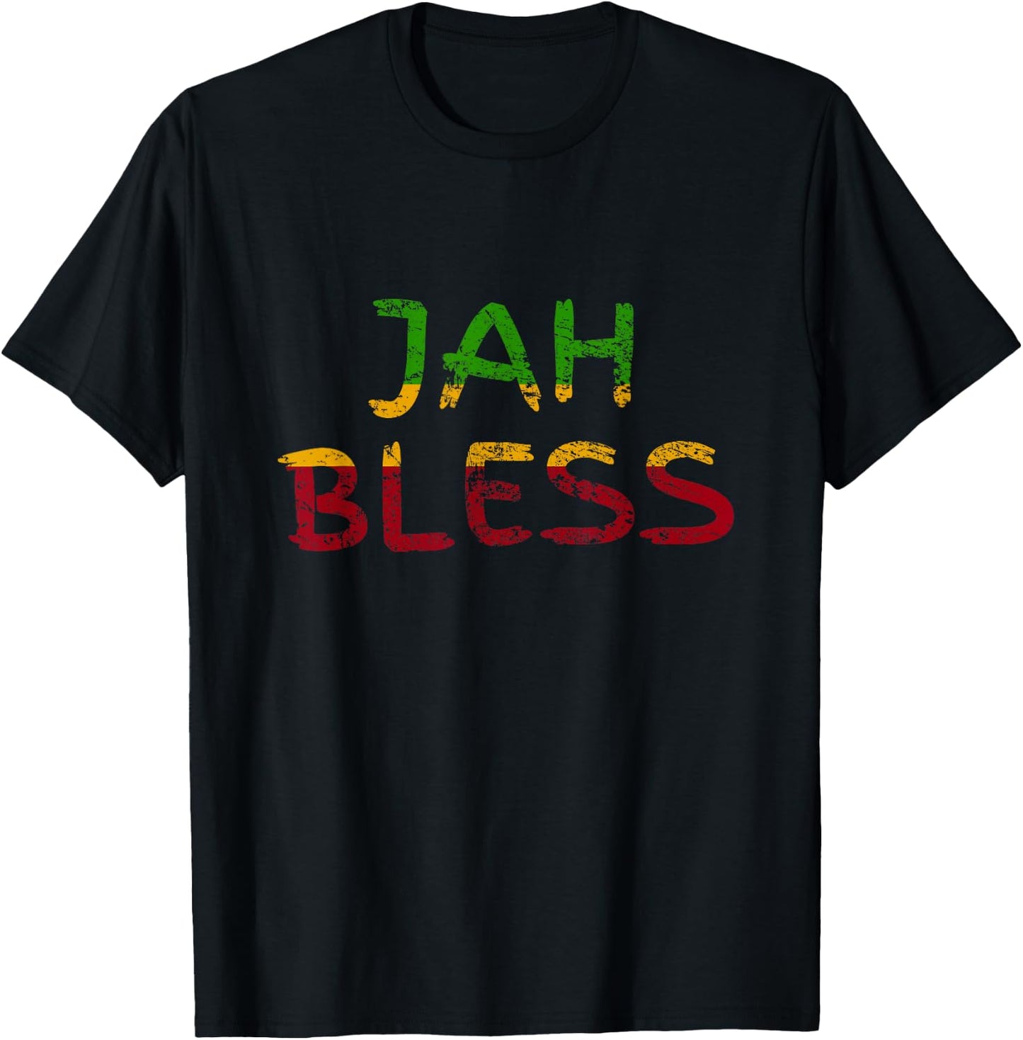 Jah Bless Rastafari Jamaica Retro Gift T-Shirt - T-Shirt | Black