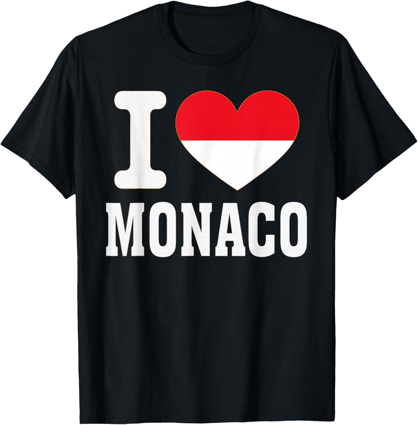 I Love Monaco Heart Souvenir Lovers Pride Travel T-Shirt - T-Shirt | Black