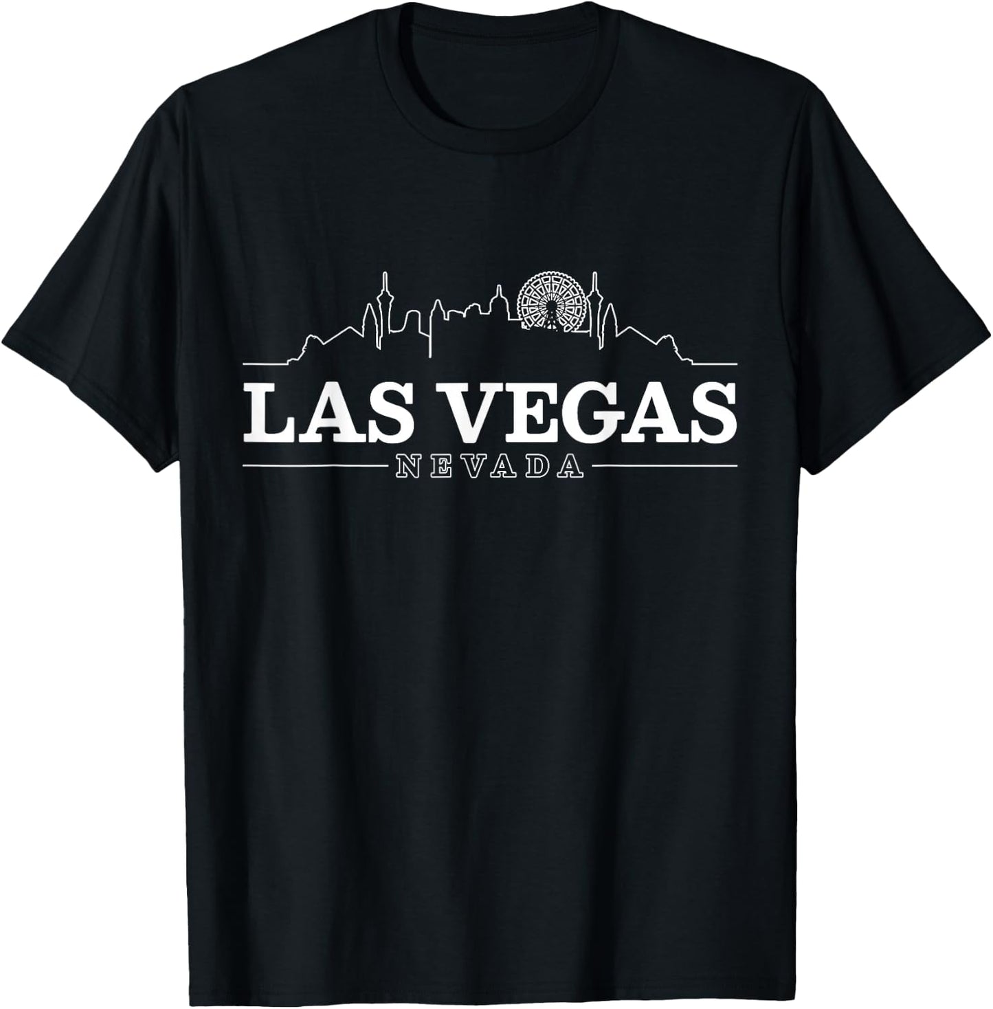 Las Vegas Skyline - Vintage Nevada Souvenir Gift T-Shirt - T-Shirt | Black