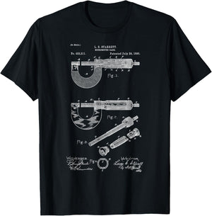 Mechanical Engineer Gift Micrometer Gage Patent T-Shirt - T-Shirt | Black