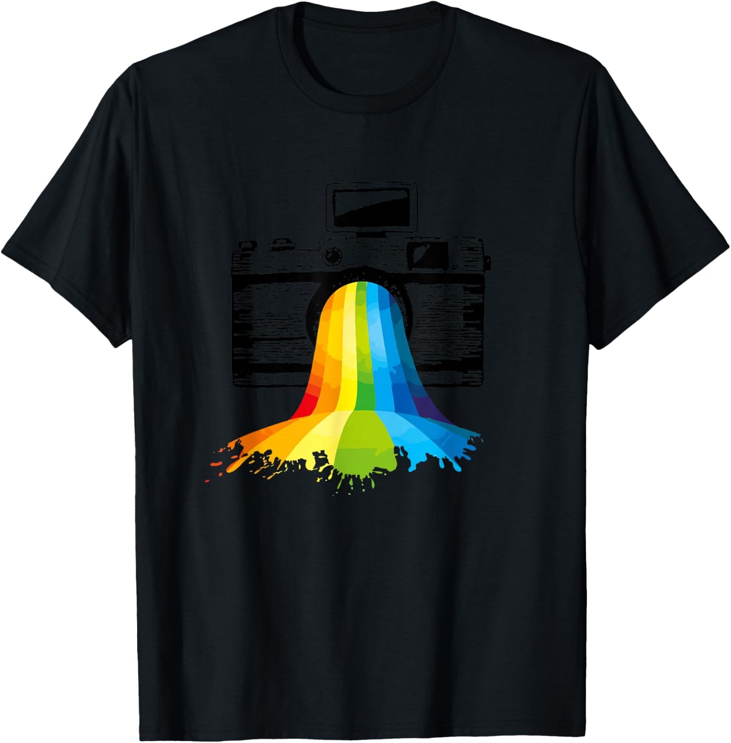 Photography Art Camera Rainbow Photographer Gift T-Shirt - T-Shirt | Black