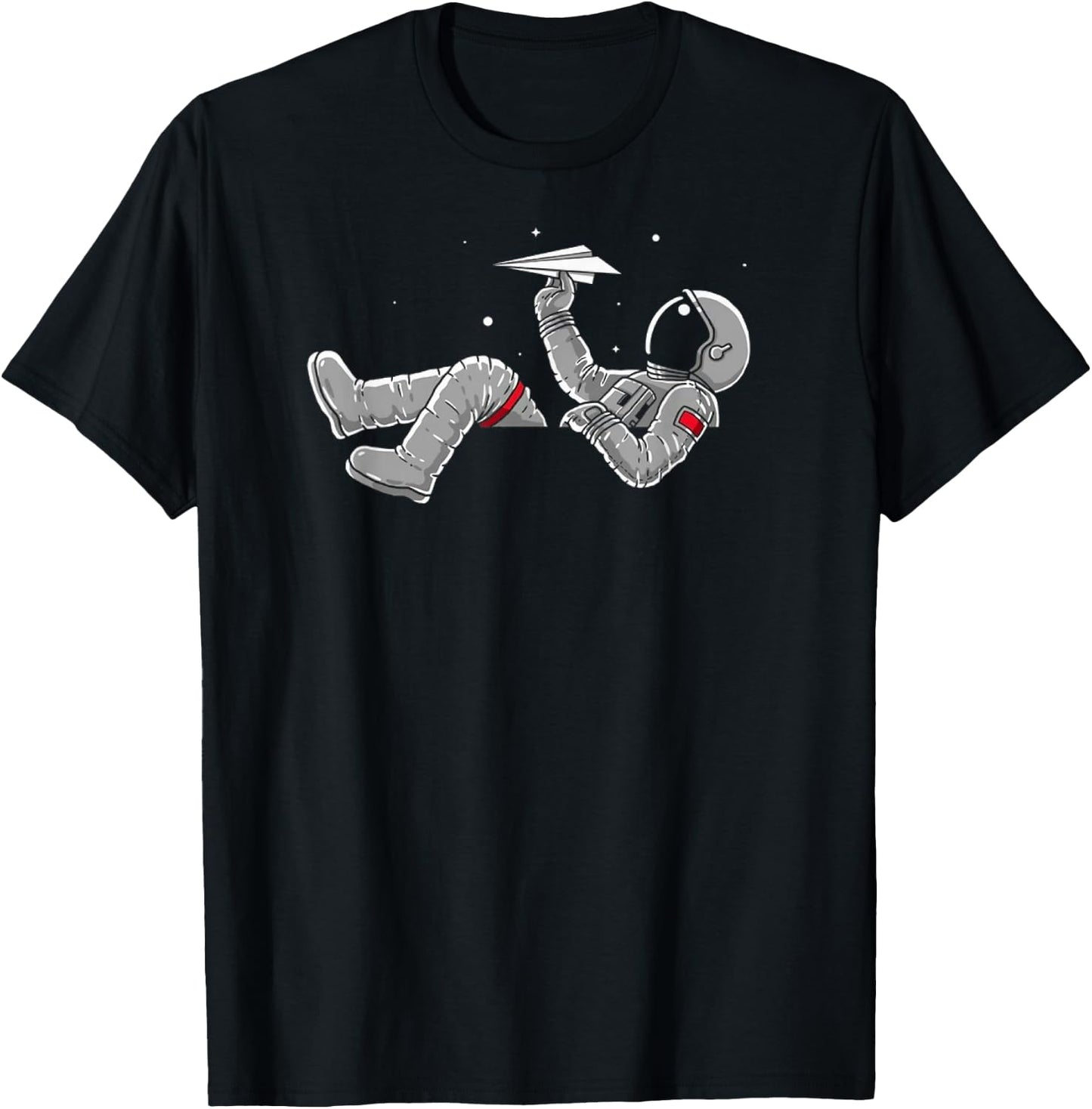 Relaxing Astronaut Throwing Paper Airplanes T-Shirt - T-Shirt | Black
