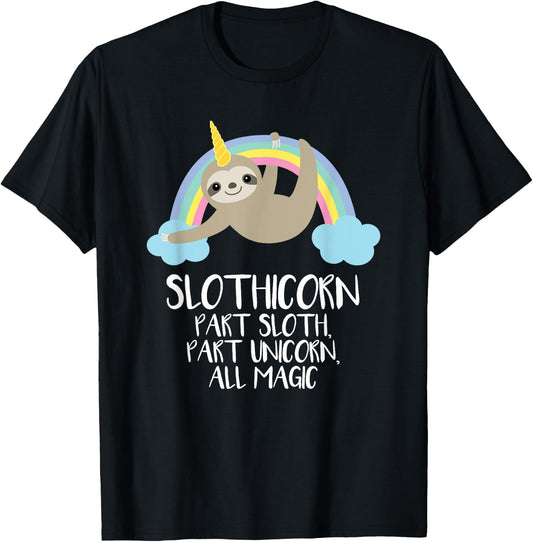 Slothicorn Part Sloth Part Unicorn All Magic T Shirt Gift T-Shirt - T-Shirt | Black