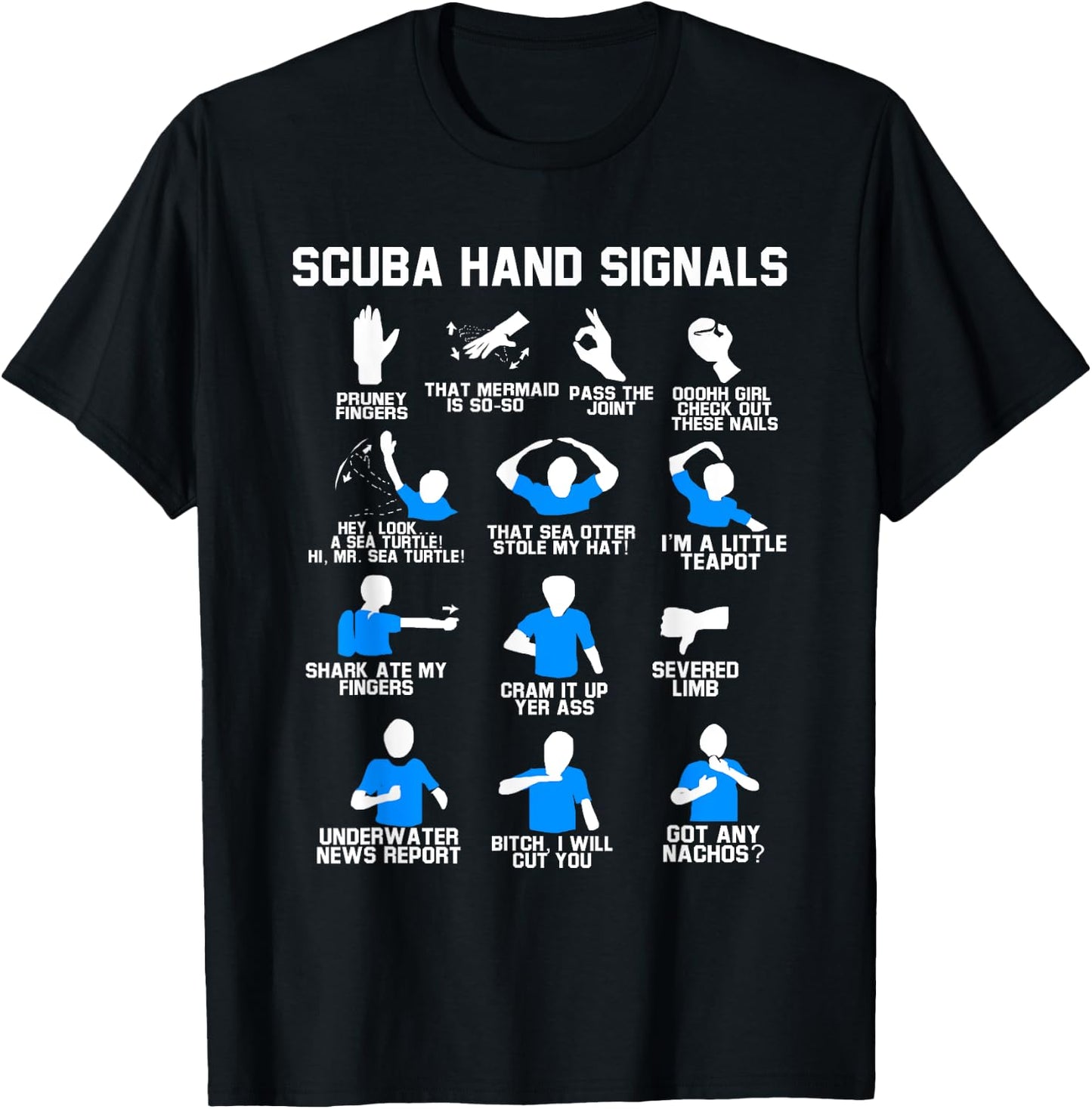 Distressed Scuba Diving Speerfischen Freitauchen Diving Hand Sign Diver T-Shirt - T-Shirt | Black