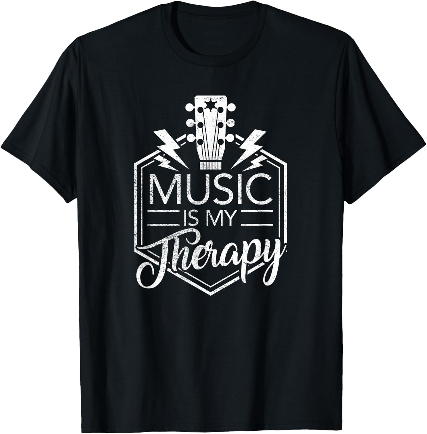 Music is My Therapy - Guitar Rock Music Gift T-Shirt - T-Shirt | Black