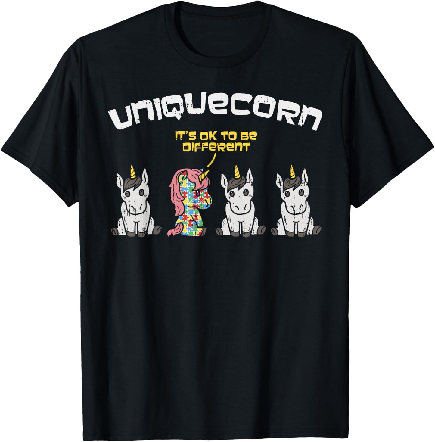 Autism Awareness Shirt Unicorn Autistic Girls Uniquecorn T-Shirt - T-Shirt | Black