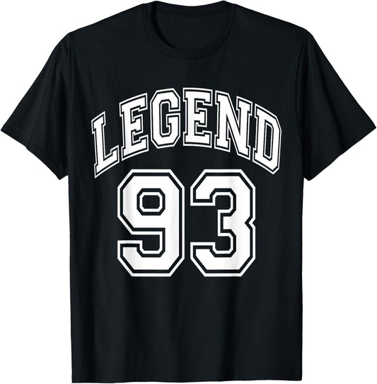 Legend 93 Years Old Number Team 93rd Birthday 1993 T-Shirt - T-Shirt | Black