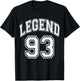 Legend 93 Years Old Number Team 93rd Birthday 1993 T-Shirt - T-Shirt | Black