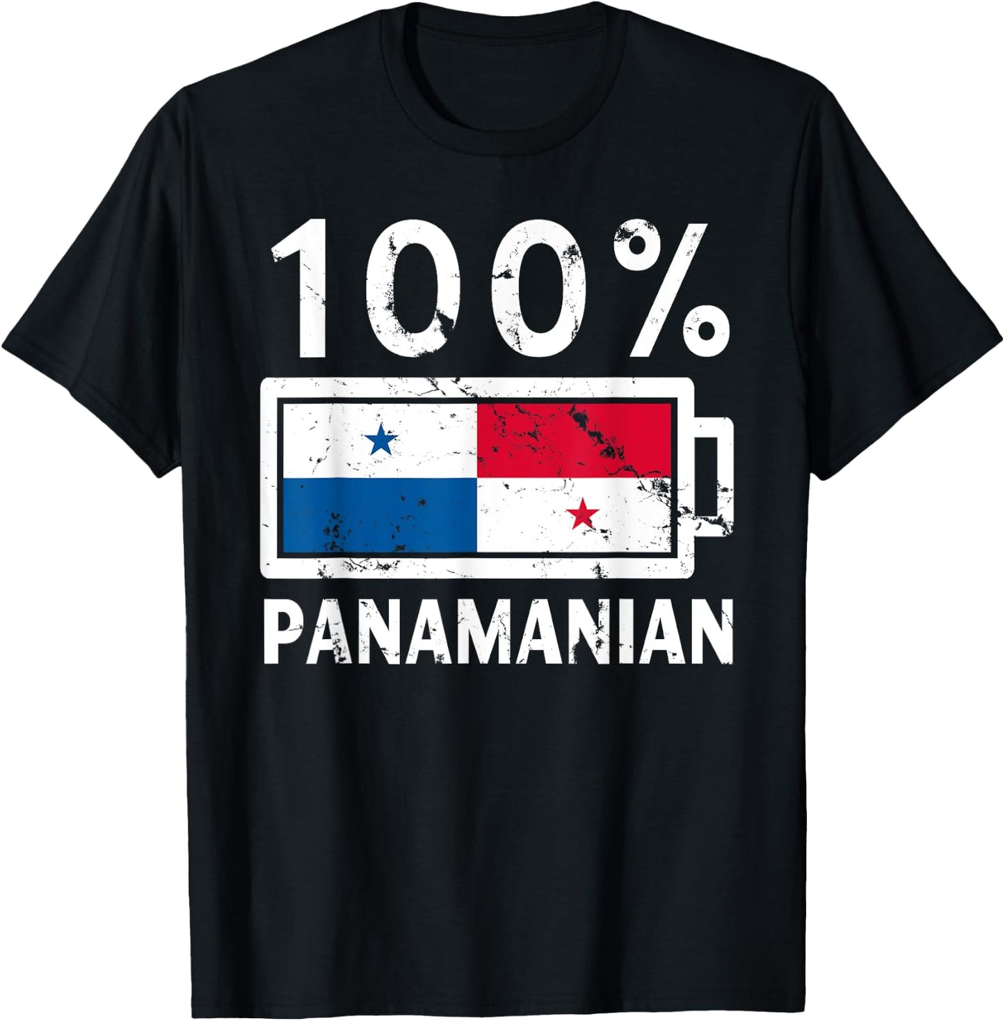 Panama Flag | 100% Panamanian Battery Power T-Shirt - T-Shirt | Black