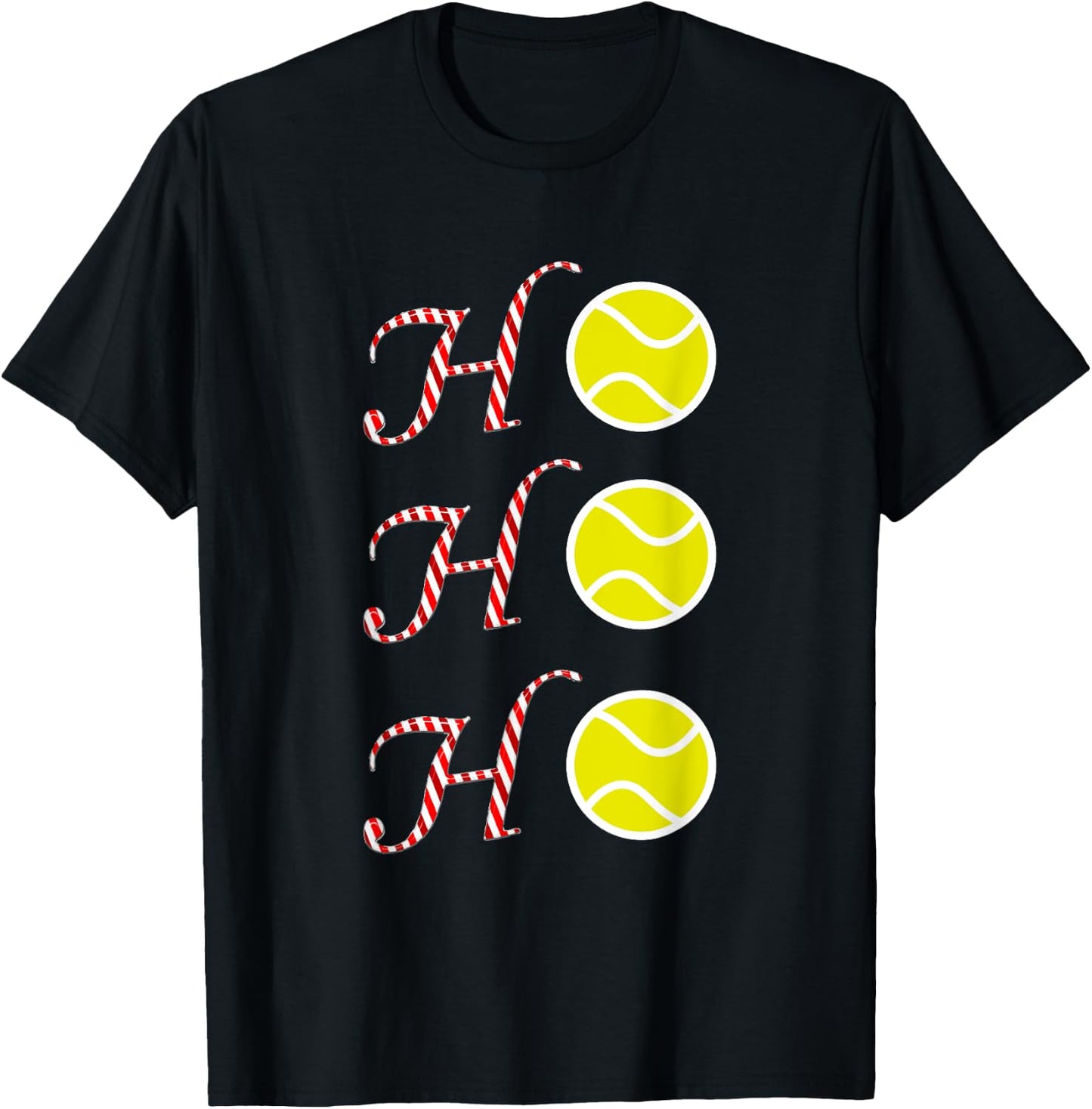 Tennis Christmas T shirt -Sports Ho Ho Ho Holiday Tennis T-Shirt - T-Shirt | Black