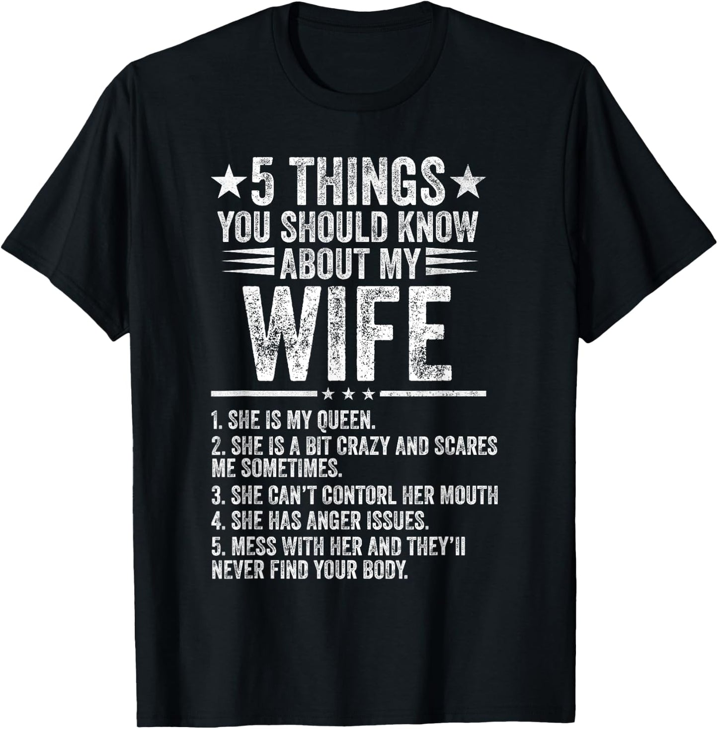 5 Things You Should Know About My Wife Husband T-Shirt - T-Shirt | Black
