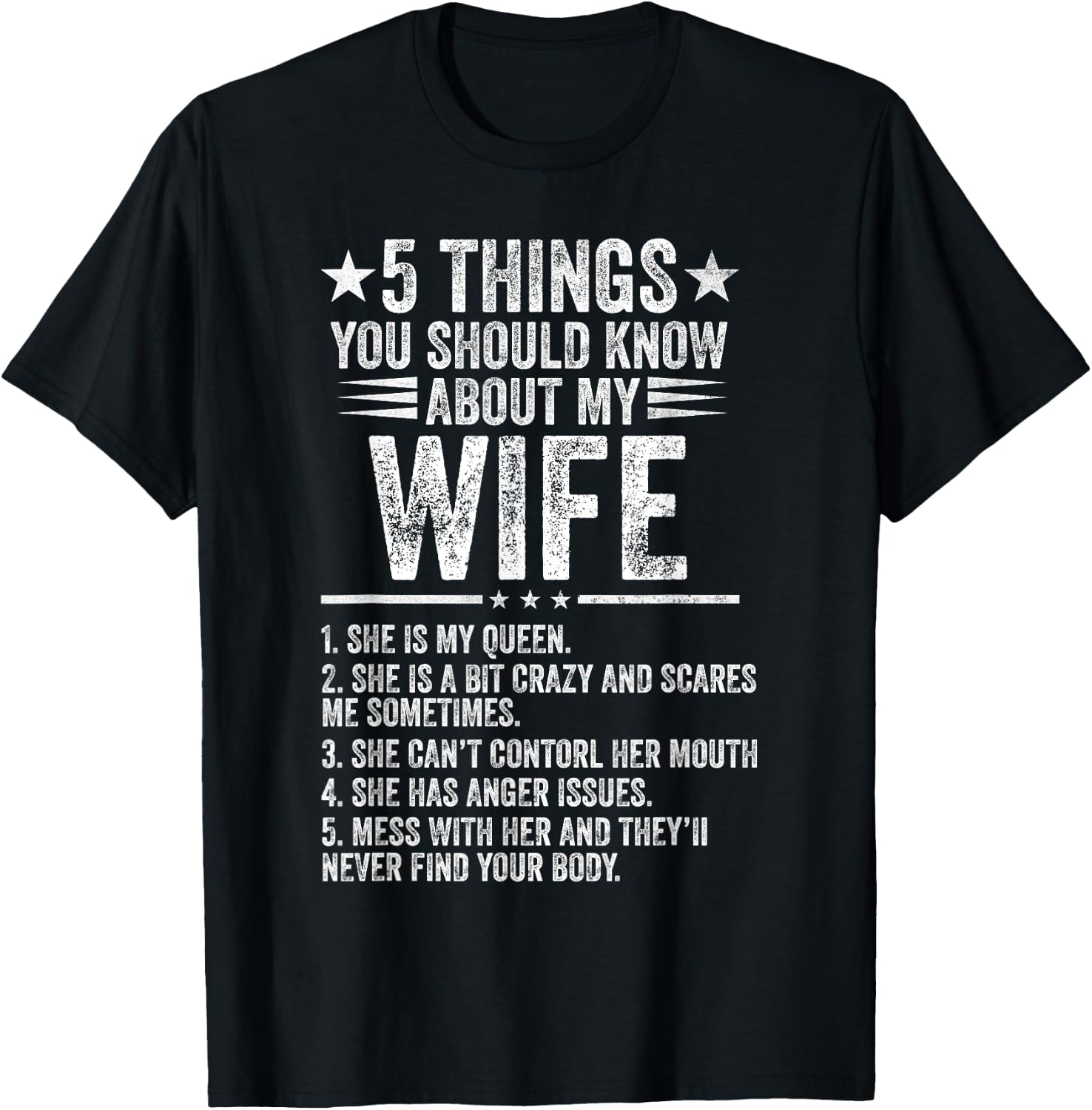 5 Things You Should Know About My Wife Husband T-Shirt - T-Shirt | Black