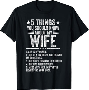 5 Things You Should Know About My Wife Husband T-Shirt - T-Shirt | Black