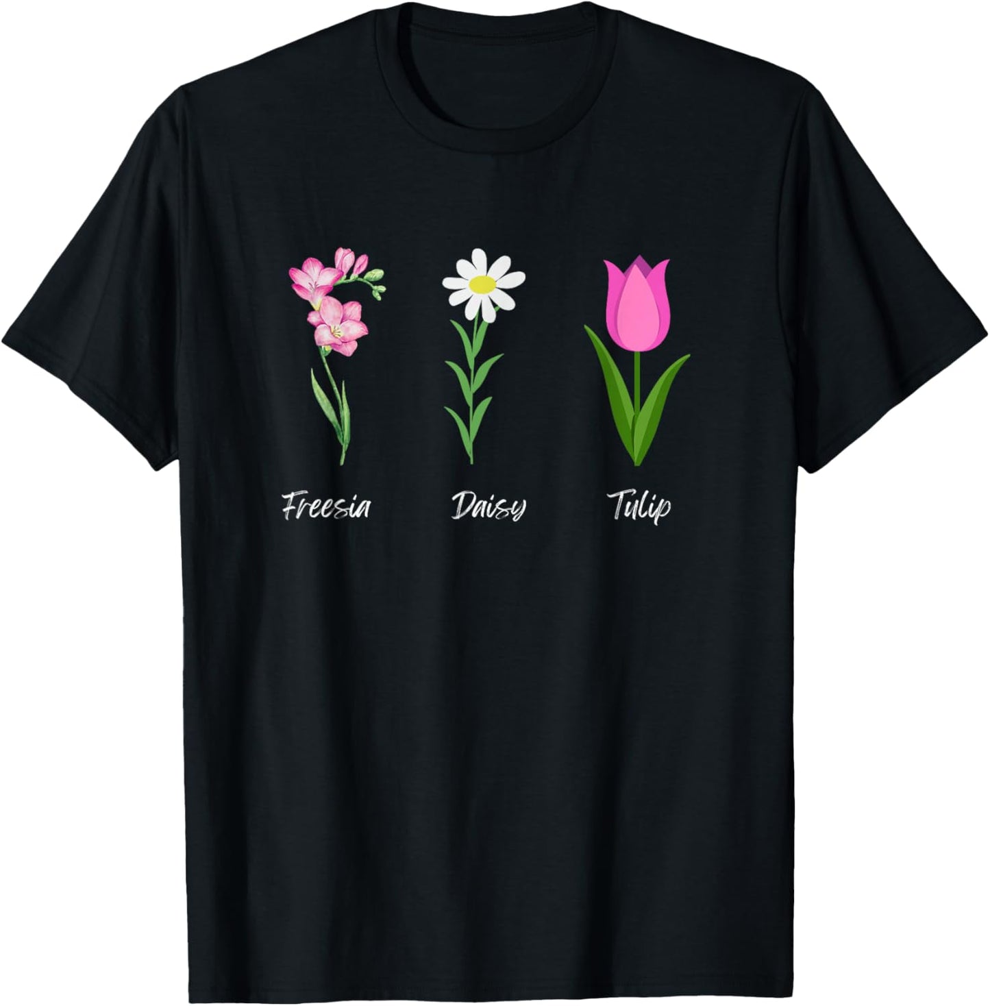 Subtle Anti Trump Flower Freesia Daisy Tulip T-Shirt - T-Shirt | Black