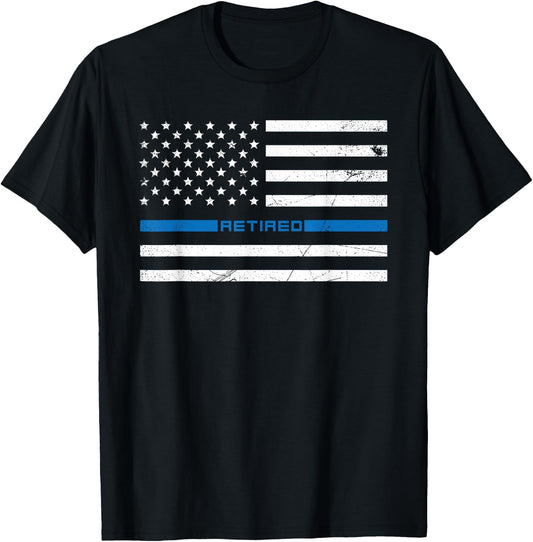 Im Retired Police Officer American Flag Thin Blue Line Cop T-Shirt - T-Shirt | Black