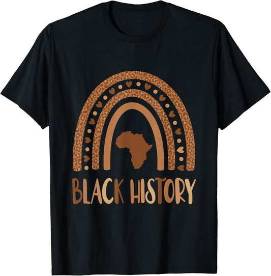 Black History Month Melanated Melanin Rainbow Leopard Print T-Shirt - T-Shirt | Black