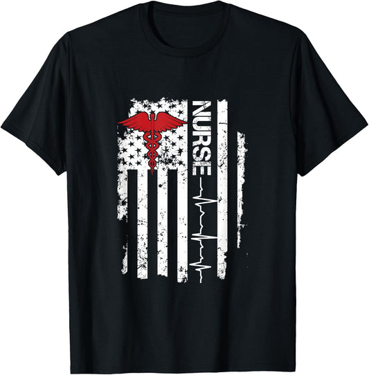 Pulse Nurse Paramedic United States Nurse Medic T-Shirt - T-Shirt | Black