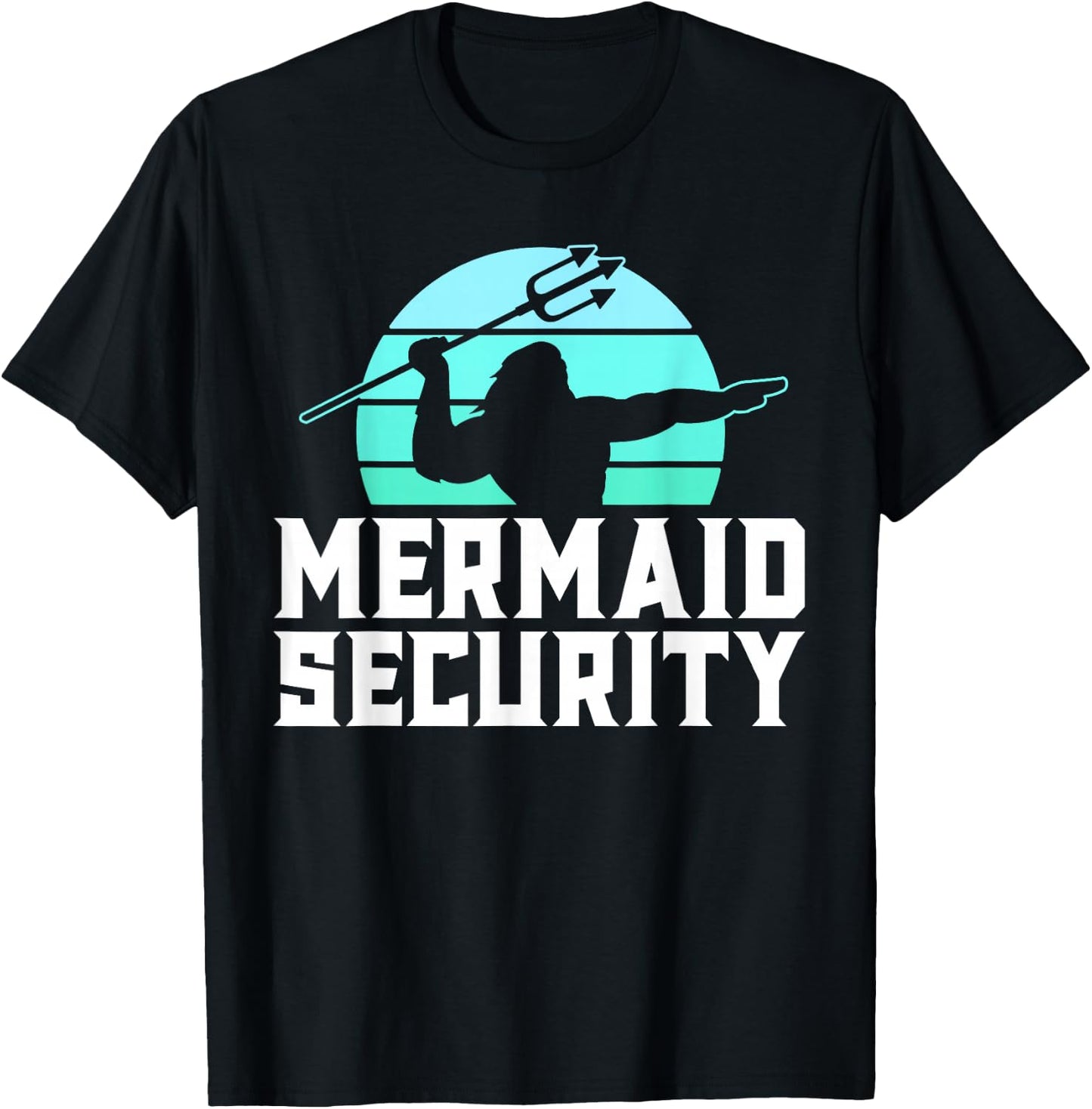 Mermaid Security Vintage Water Polo Shirts Men Swim Gift T-Shirt - T-Shirt | Black