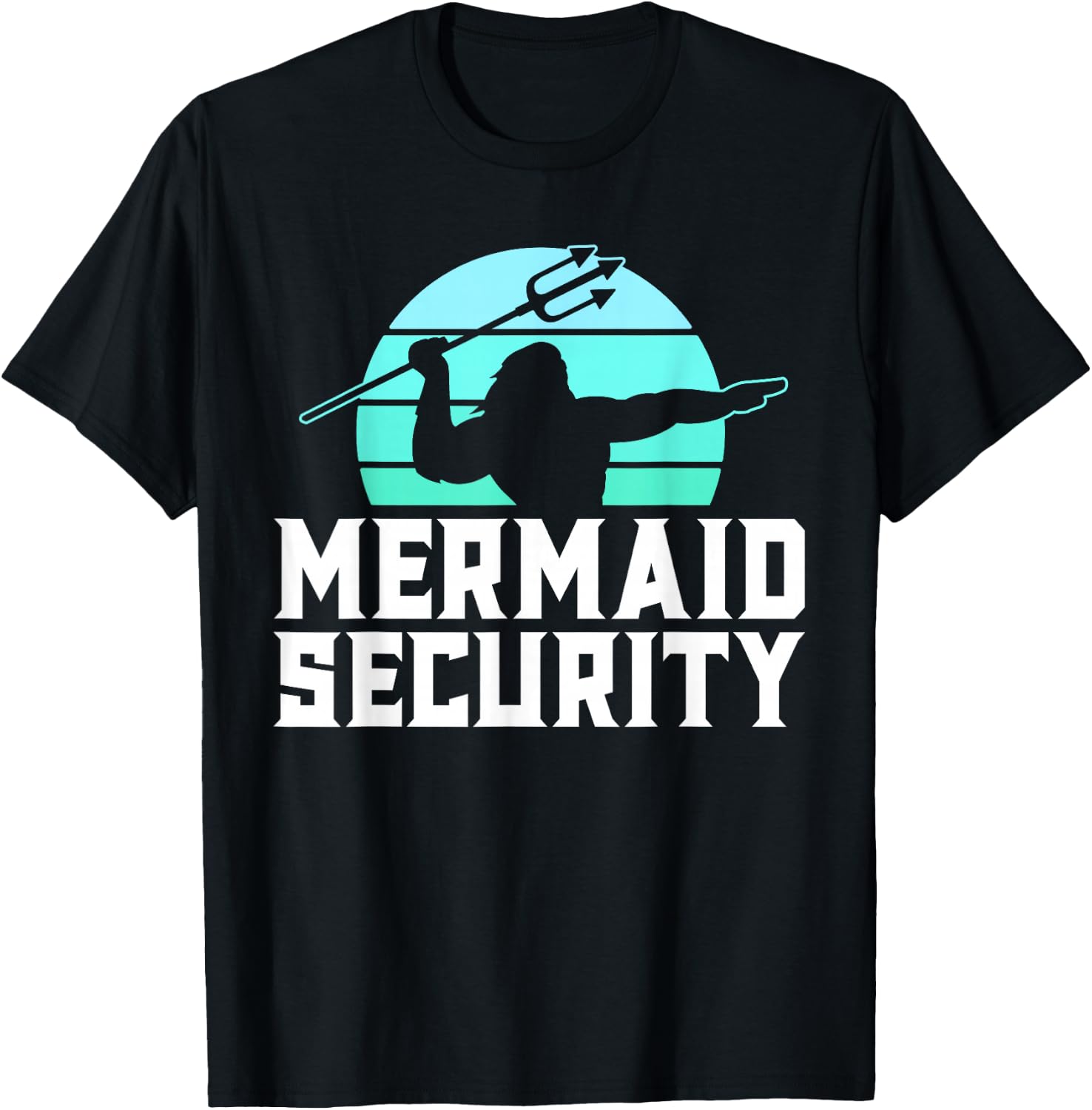 Mermaid Security Vintage Water Polo Shirts Men Swim Gift T-Shirt - T-Shirt | Black