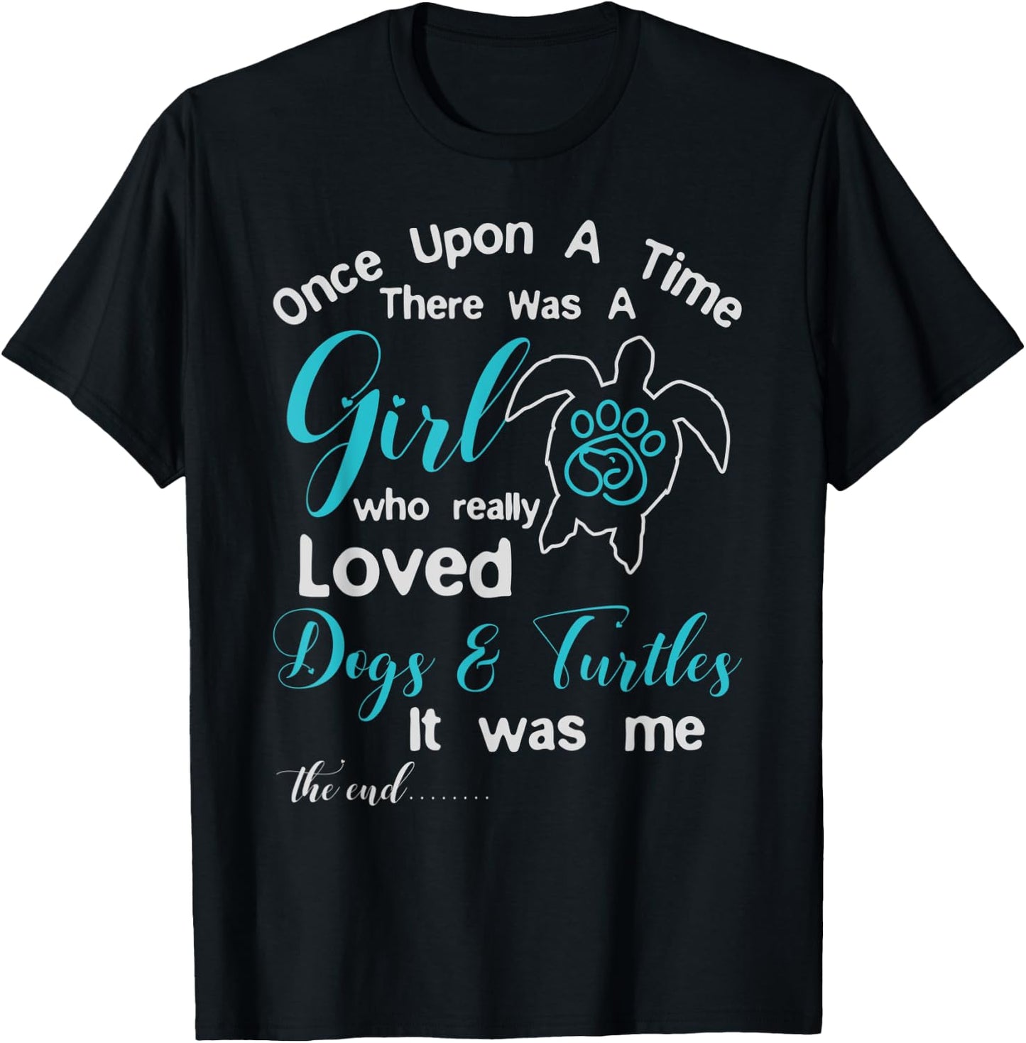 There Was A Girl Who Really Loved Dogs & Turtles design T-Shirt - T-Shirt | Black
