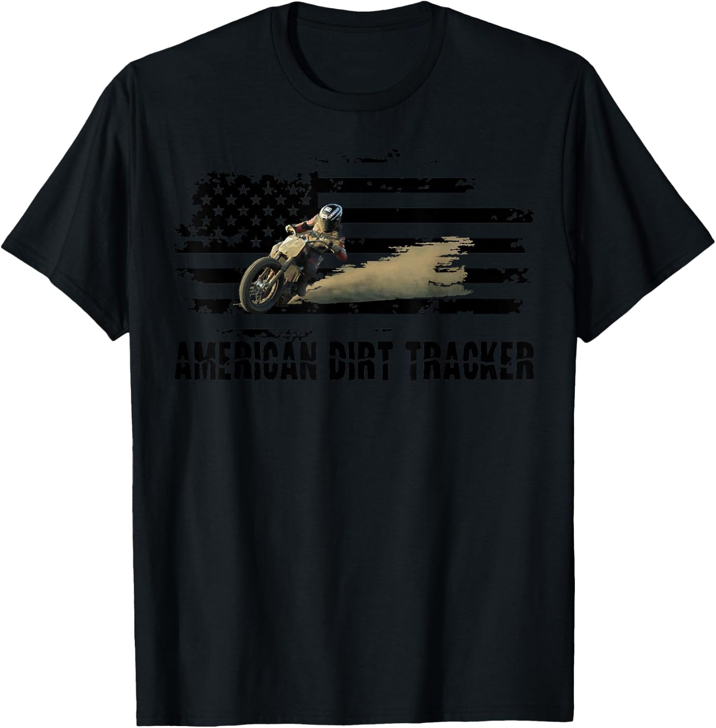 American Dirt Tracker Flat Track Racer Dirt Track T Shirt T-Shirt - T-Shirt | Black
