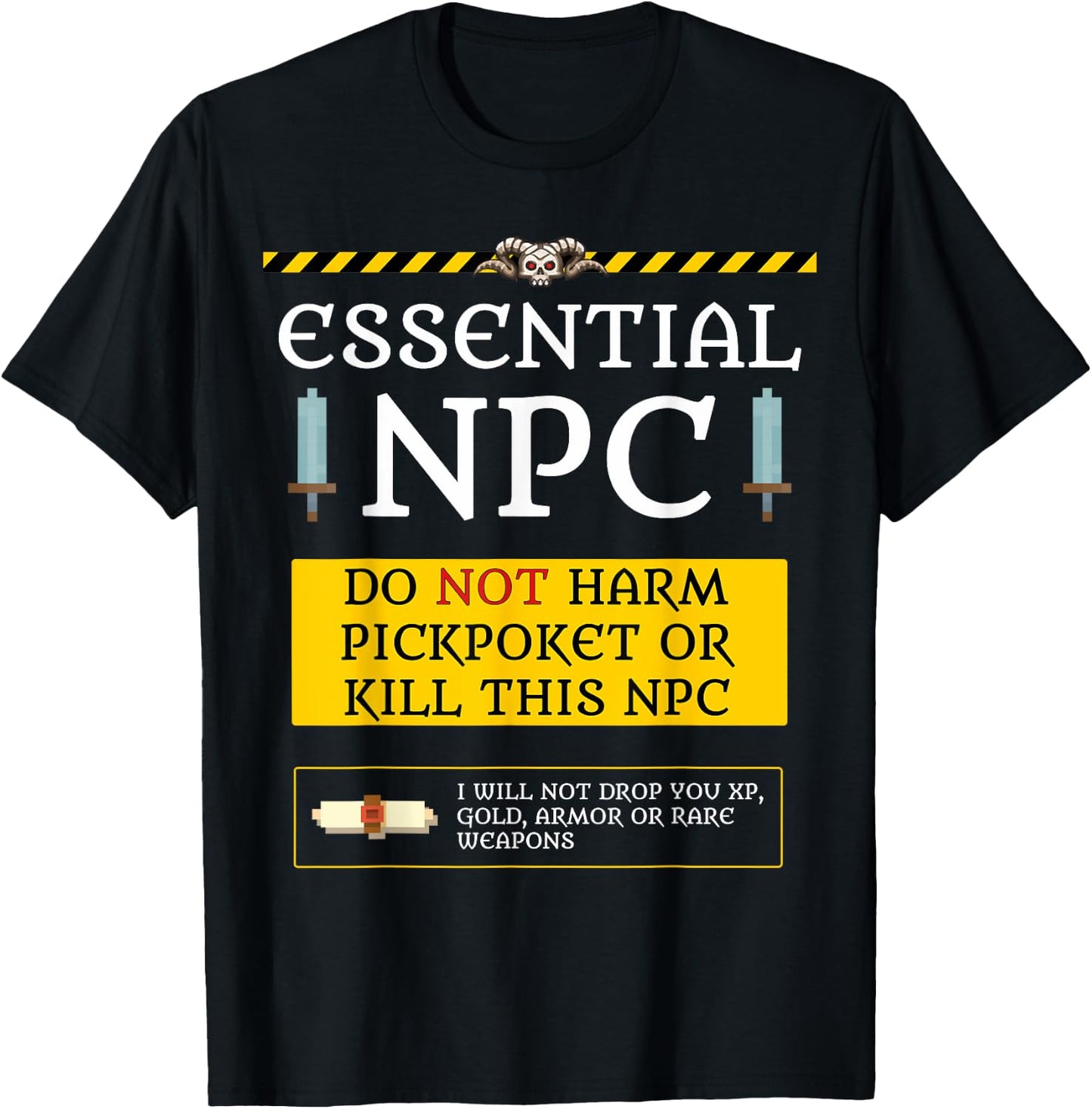 Funny Essential NPC Do Not Harm Humor Shirt T-Shirt - T-Shirt | Black