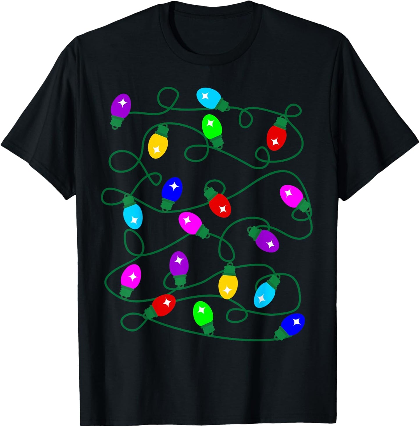 My Favorite Color is Christmas Lights Funny Pajama Xmas T-Shirt - T-Shirt | Black