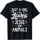 Just A Girl Who Loves Jesus And Animals Gift Women T-Shirt - T-Shirt | Black