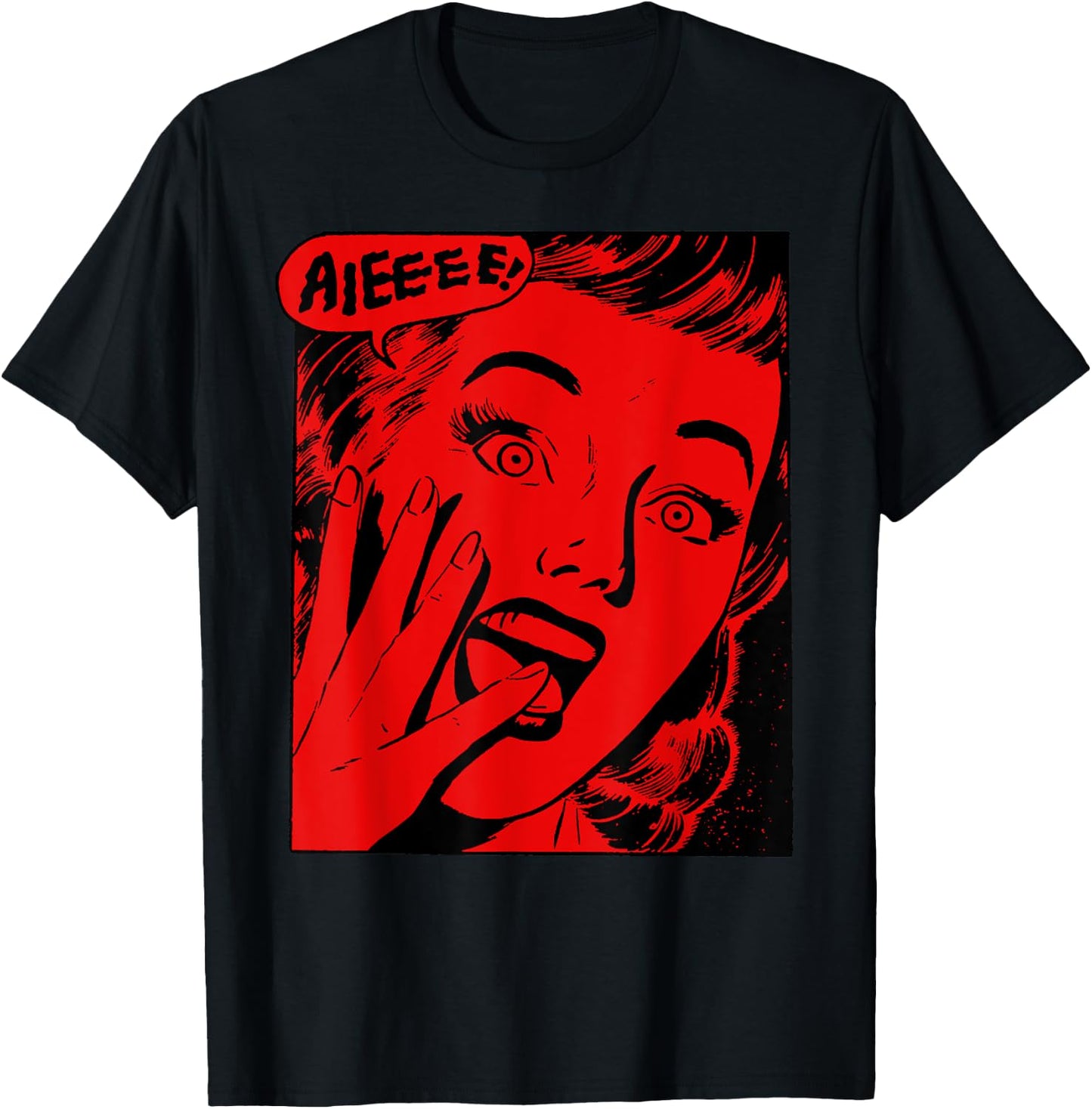 Retro Creepy Halloween Scream Horror Girl Screaming For Life T-Shirt - T-Shirt | Black