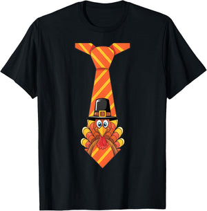 Funny Thanksgiving Turkey Tie Design T-Shirt - T-Shirt | Black