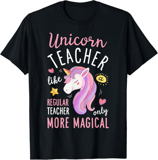 Unicorn Teacher Funny Women Teachers Back To School Gifts T-Shirt - T-Shirt | Black