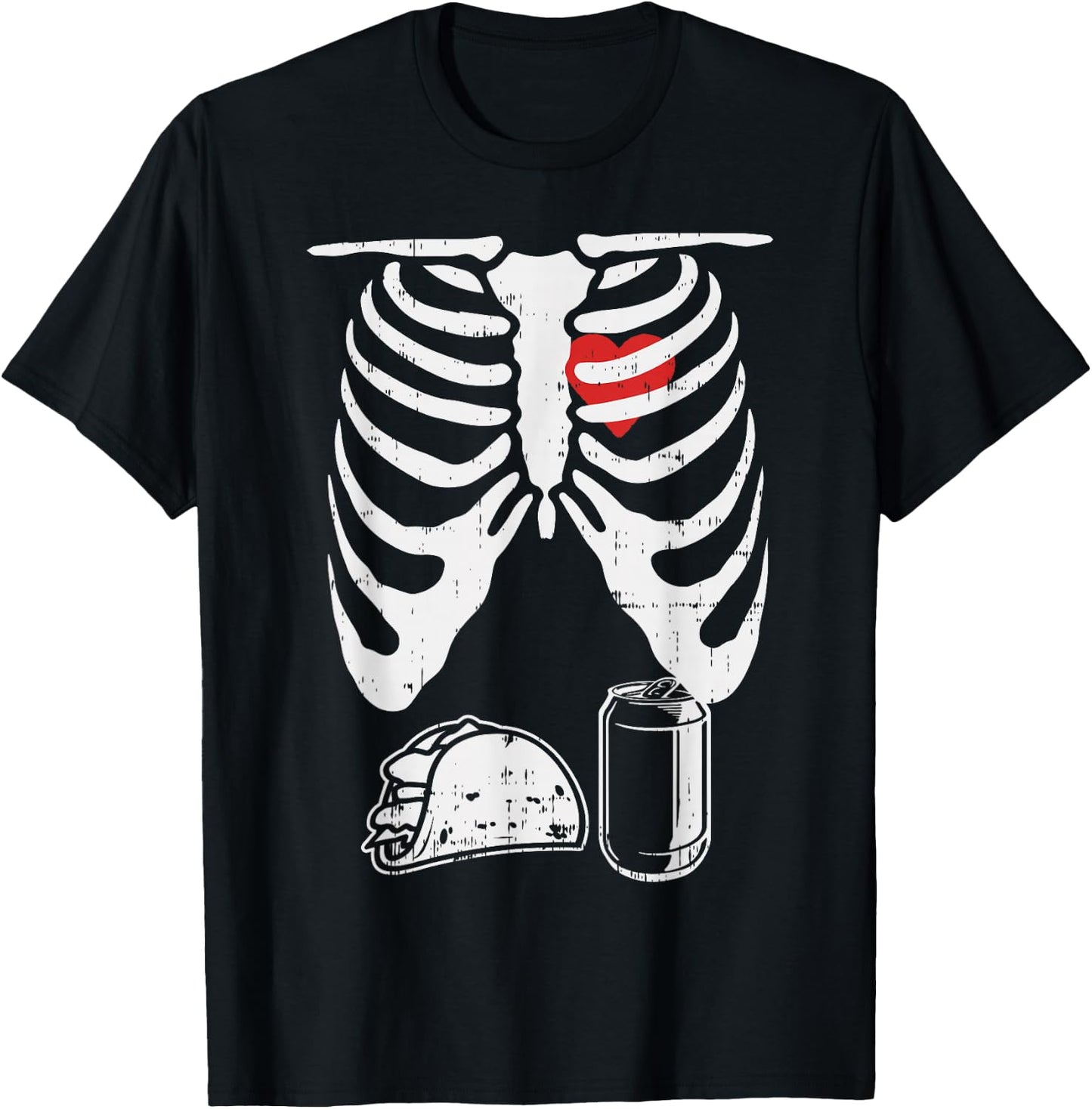 Skeleton Pregnancy Taco Beer Xray Halloween Soon Dad T-Shirt - T-Shirt | Black