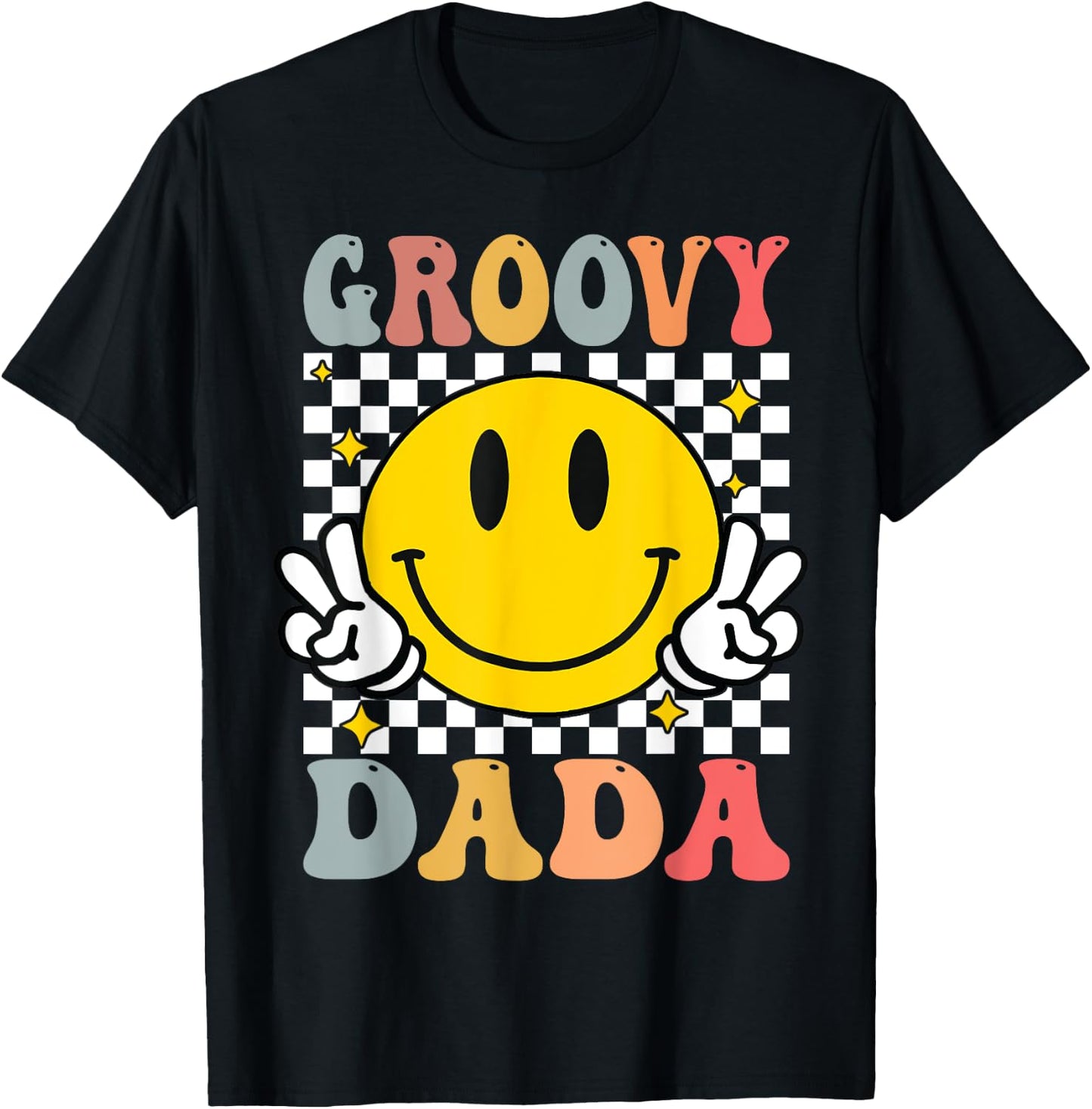 Groovy Dada Retro Dad Matching Family 1st Birthday Party T-Shirt - T-Shirt | Black