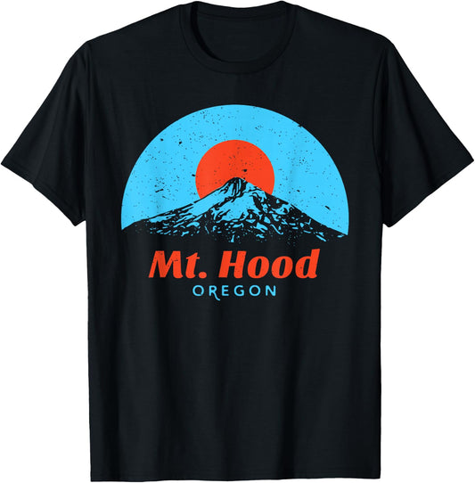 Mt Hood Oregon Mountain Vintage Retro Style T-Shirt - T-Shirt | Black