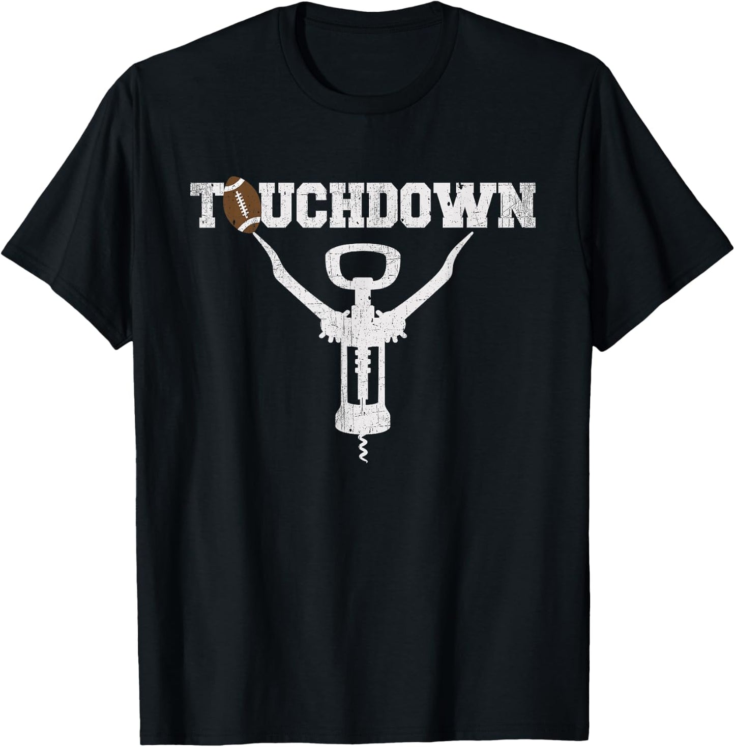 Touchdown Funny Football & Wine Lovers Gift T-Shirt - T-Shirt | Black