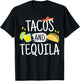 Funny Tacos And Tequila Mexican Sombrero Gift T-Shirt - T-Shirt | Black